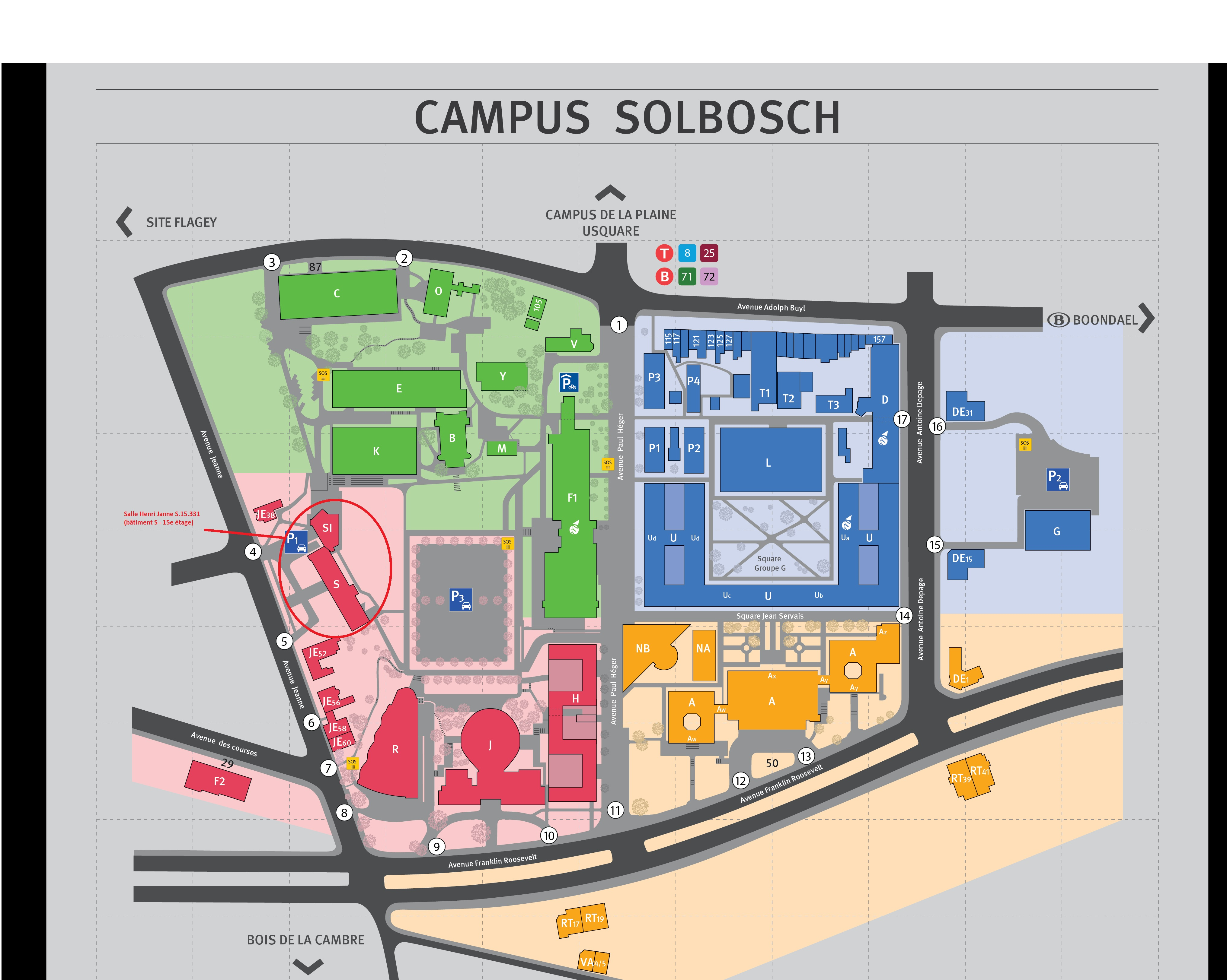 Plan Solbosch - Salle Henry Janne